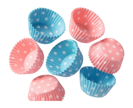 Blue and pink polka dot cupcake liners