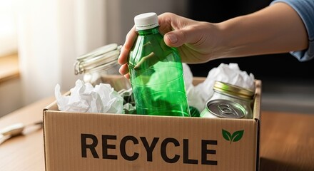 Recycling Box with Various Items Ready for Reprocessing and Reuse.
