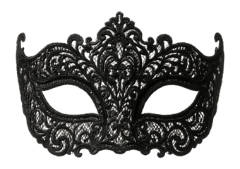 Black lace masquerade mask with intricate patterns