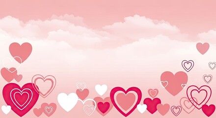 Romantic Pink Background with Scattered Hearts for Love and Celebration Themes.