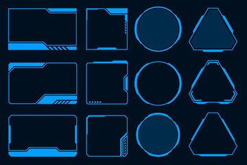 Fototapeta na wymiar HUD interface screen futuristic digital contol panel blue frame technology
