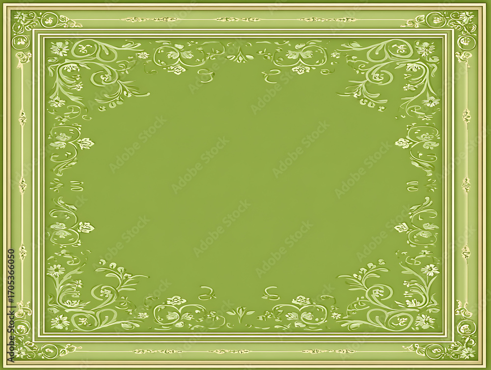 Aufkleber light green background with clean white borders and simple geometric corner patterns, minimalistic p