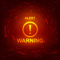 Digital Red Interface Warning Icon Vector Illustration for Technology and Alert Design