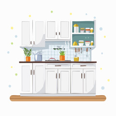 Moderner Küchenschrank mit Schubladen und Türen