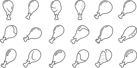 Various chicken drumsticks in different angles, a delightful collection of poultry leg illustrations