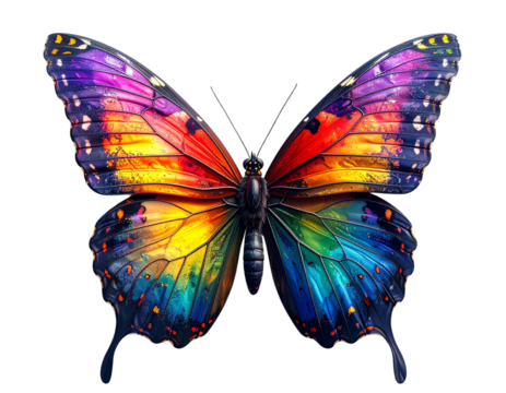 Colorful 3D Butterfly Illustration transparent background