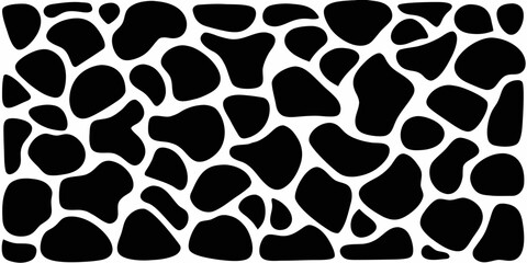 Black and white abstract organic shapes pattern background with irregular blobs