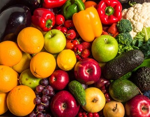 Vibrant array of fresh fruits and vegetables