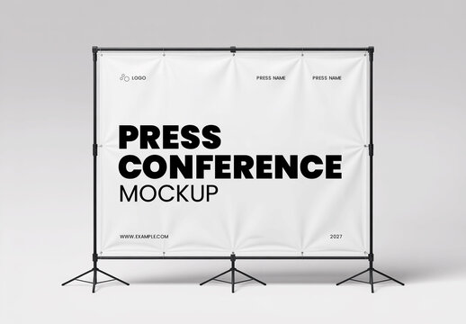 Realistic Press Conference Banner Mockup