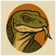 Komodo dragon lizard head portrait