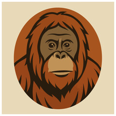 Orangutan face portrait illustration