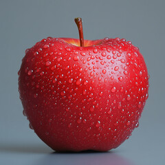 red apple with water drops