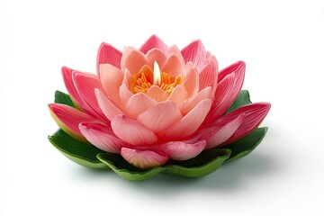 Pink lotus candle on white background