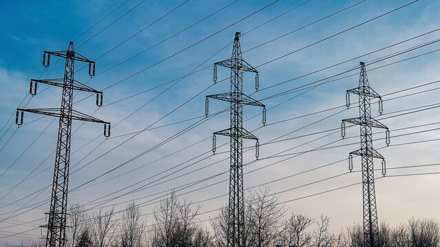 High-voltage electricity pylons and power lines