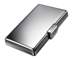 Metallic business card case with clasp