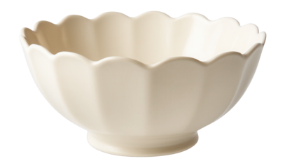 Porcelain fruit bowl with scalloped edge