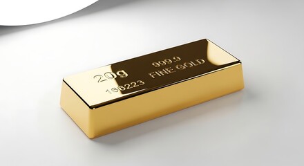 Beautiful Studio Photo of Shiny 20 Gram Gold Bar