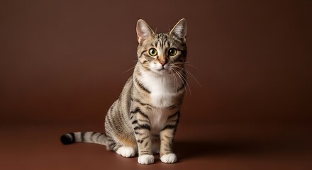 Relaxed Companion Cat Studio Portrait Shot Close-Up View