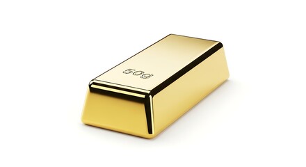 Studio Shot of Single 50 Gram Gold Bar