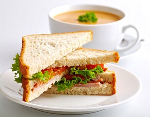 Sandwich and soup on a plate