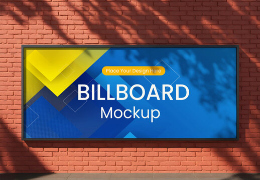Horizontal Billboard Mockup on Urban Brick Wall