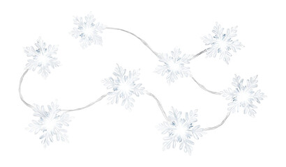 Obraz premium String of snowflake-shaped bulbs with clear wire