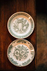 Vintage plates with green design