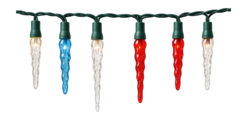 LED icicle lights with holiday themes