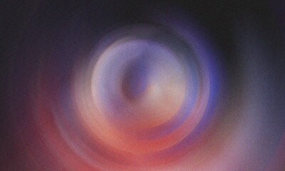 Grainy gradient circle in vibrant purple and cyan light, abstract glowing swirl for modern wallpaper