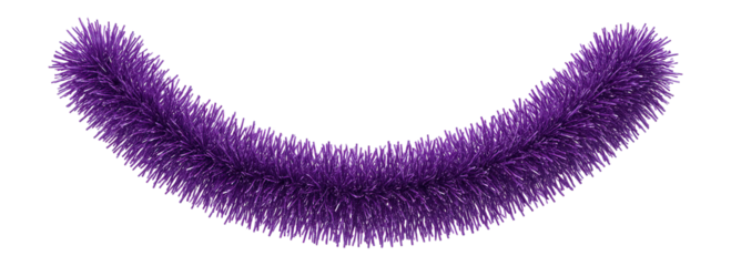 Purple tinsel garland with knotted fibers and lustrous finish