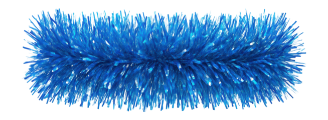 Blue tinsel garland with thick strands and iridescent shine
