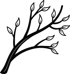 Elegant Silhouette of a Branch with Delicate Leaves A Nature Inspired Design for Wall Art and Decorative Elements