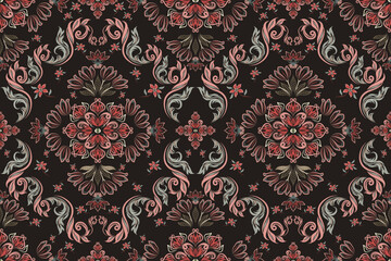 Motifs African boho paisley Floral Ikat pattern embroidery border. Ethnic ikat floral Ethnic Indian Pattern Ikat pattern Ethnic Pattern.Border indian floral Aztec embroidery border seamless patterns.