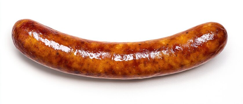 Single whole cooked sausage, light brown, glossy finish - Powered by Adobe