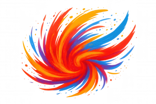 Swirling vortex blending vibrant red, orange, blue, purple hues into dynamic abstract design against transparent backdrop, generating energetic visual movement - Powered by Adobe
