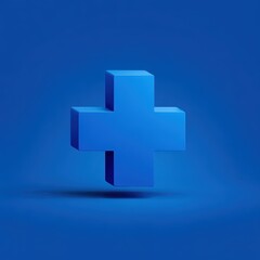 Obraz premium Blue 3D Cross Symbol on Blue Background