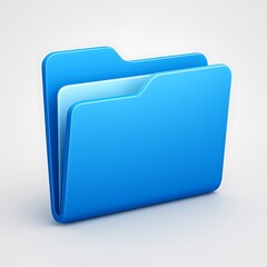 3D blue folder icon, sleek, modern, digital storage symbol.