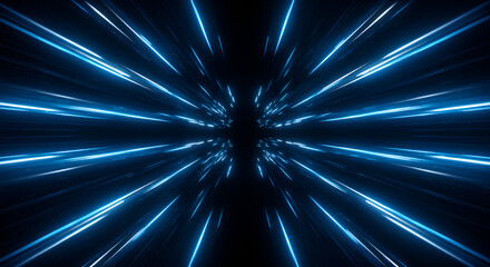 Abstract hyper speed light trails effect and futuristic space tunnel background