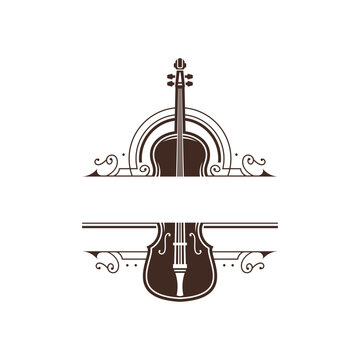 violin music vintage logo