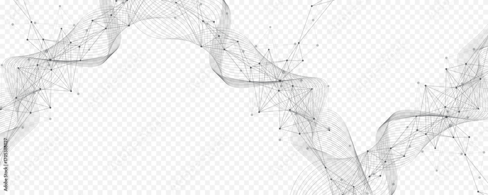 Poster abstract tech network connection dots. digital technology and big data analysis background. white ba