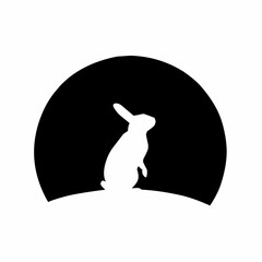 Rabbit silhouette Logo in vector Illustration. Mulri purpose for template,  festive decorations, postcards, shop, logos, etc
