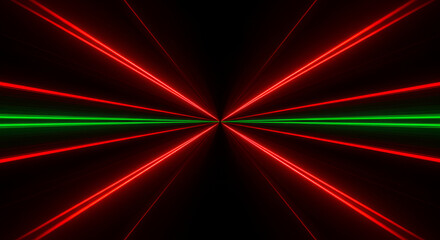 Abstract neon laser beams creating perspective on a black background