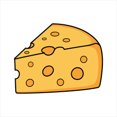 Cartoon Illustration of a Cheesy Slice with Holes.