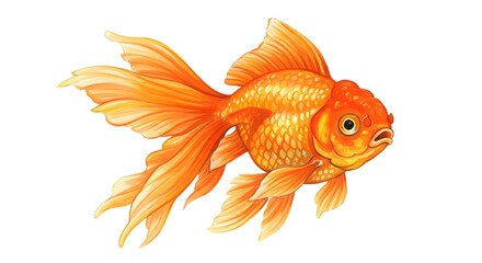 Fototapeta premium Graceful goldfish swimming with flowing fins, a vibrant addition to your design projects, adding a touch of tranquility and aquatic elegance to any theme