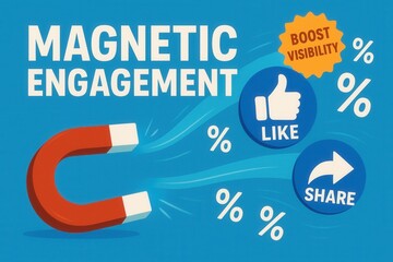 Engaging banner with MAGNETIC ENGAGEMENT and BOOST VISIBILITY offer, vibrant design, impactful promotional retail message.