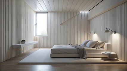 modern minimalist bedroom design with wooden walls and cozy ambiance