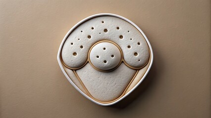 a ceramic plate with three bread rolls arranged neatly