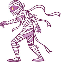 Fototapeta premium Mummy Vector File, Scary monster ,walking mummy Design