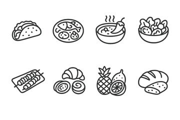 Holiday Icons Collection. Outline icon set of holiday festivals: Christmas tree, menorah, pumpkin, fireworks, gift box, candle,