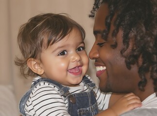 a father and child share a joyful moment together
